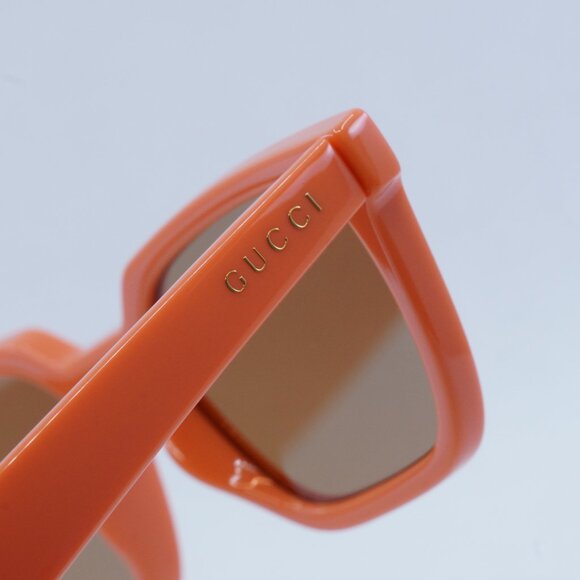 Gucci GG1539S 004 Sunglasses Orange Rectangle Frame, Brown Lenses - Picture 10 of 13